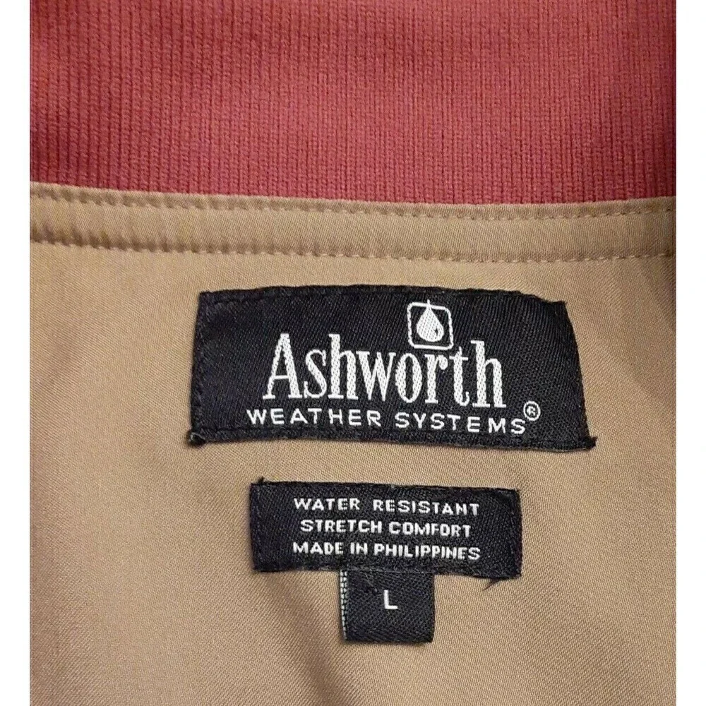 Men's Ashworth Beige/Black Weather System Water Resistant Golf Jacket - Size L - Picture 8 of 8